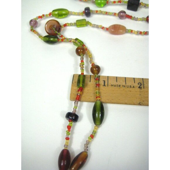 Lariat Glass Beaded Long Necklace Statement 60 Inch Art Deco Flapper Style - Picture 3 of 8